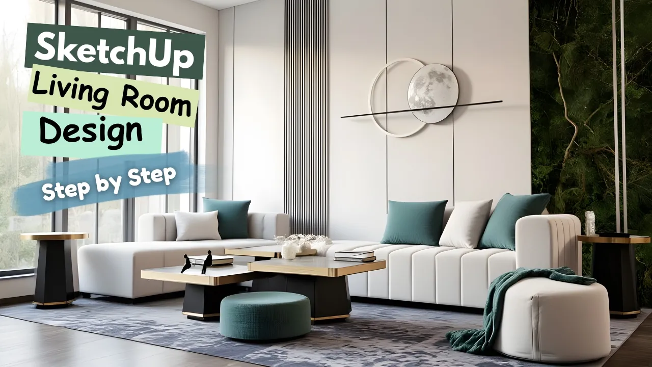 Modern living room design tutorial video thumbnail