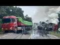Lagu Evakuasi Truck Trailer Siba Surya || Bus Terjepit Truck Hampir Hantam Tebing Di Bukit Kodok