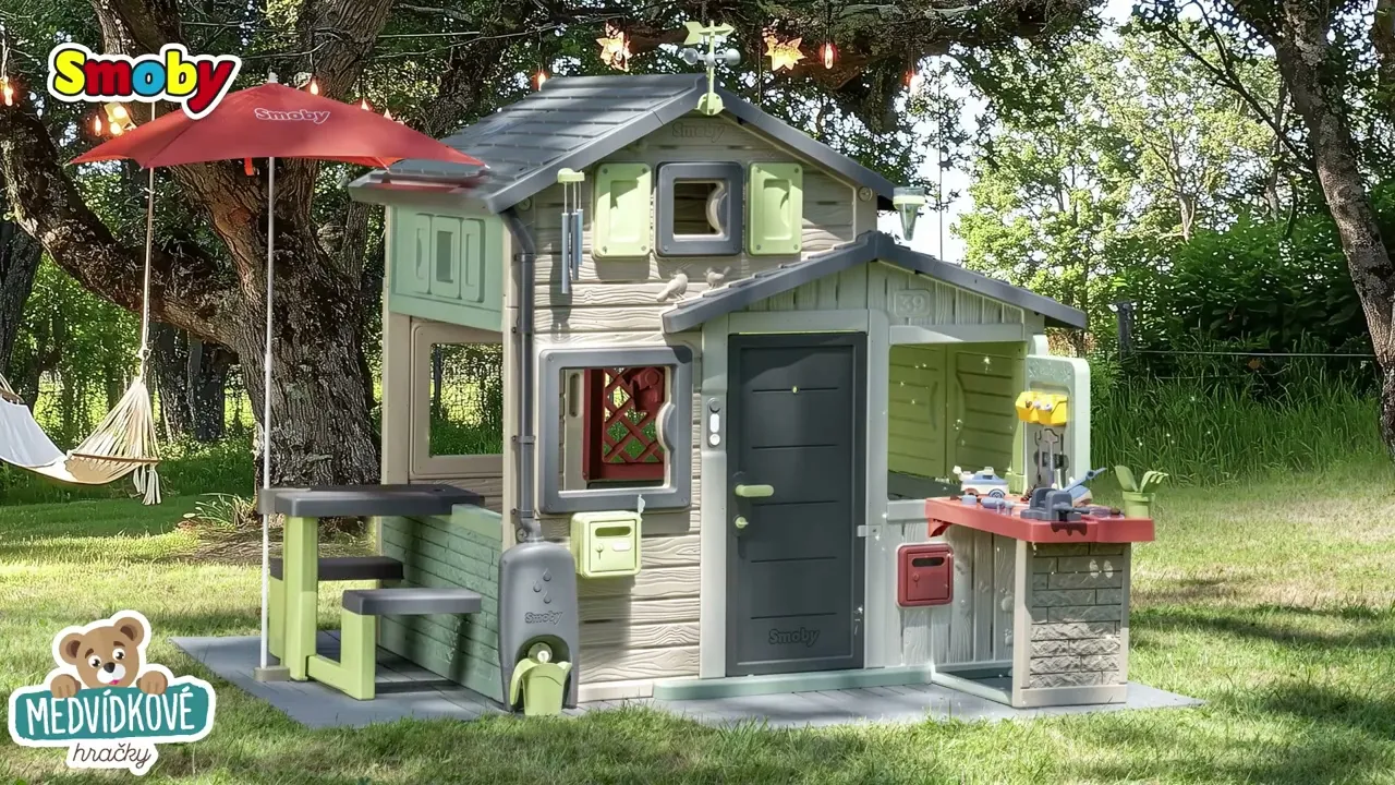 Domečky se skluzavkou - Set domeček Přátel s plnými dveřmi a 2,3metrovou XL skluzavkou Friends Evo Life Playhouse Smoby - 4
