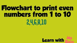 Flowchart to print even numbers from 1 to 10 using Loop Learn with Ms Rain