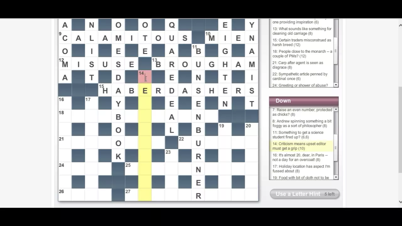 Solving a Daily Telegraph puzzle