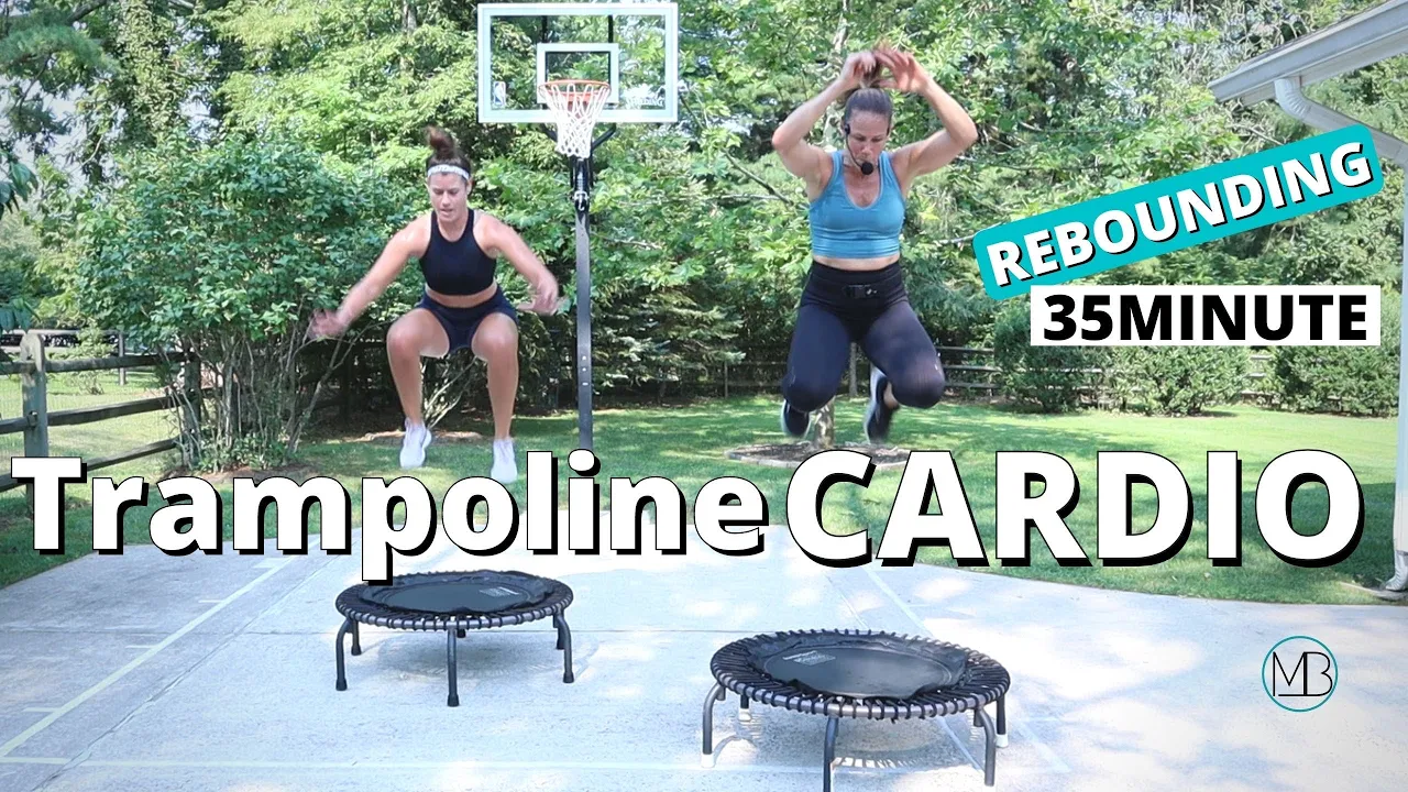 JUMP Cardio Trampoline Workout | Glutes + Core + Shoulders | Rebounding