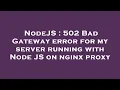 NodeJS 502 Bad Gateway error for my server running with Node JS on nginx proxy