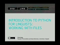 DigiLing - Introduction to Python for Linguists