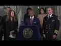 Fire Commissioner Laura Kavanagh joins Mayor Eric Adams at briefing on injuries to FDNY firefighter