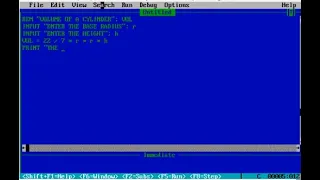 Qbasic Program to find volume of a cylinder