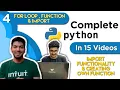 Part 4 Python in 15 s For Loop Functions in Python Import Statement Hindi Tutorial