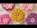 Double Blooming 3D Flower Granny Square Flower Granny Square Crochet Craft