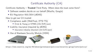 Applied Cryptography 7 Public key certificates X 509