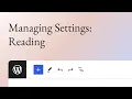 Managing Settings Reading