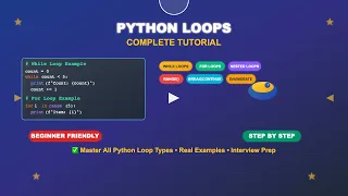 Python Loops Tutorial - While Loops For Loops Nested Loops Range Break Continue and Enumerate