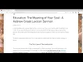 Education The Meaning of Your Soul A Hebrew Greek Lexicon Sermon
