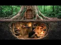 Building a Hidden Forest Shelter Inside a Giant Tree | 100 Days Build a Treehouse