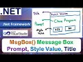 MsgBox Message Box Prompt Style Value Title FEDT VB Net