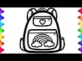 Glitter Backpack Coloring and Drawing Back to School Coloring Page