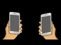 Female hands holding iPhone mobile phone with blank screen animation Black Screen Effect