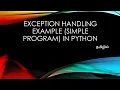 Exception handling example simple program in python tamil