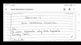 Beck s Depression Inventory - 2nd Year Clinical Practical MAPC