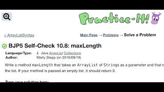 Java Practice It Self-check 10 8 maxLength ArrayList collections array list
