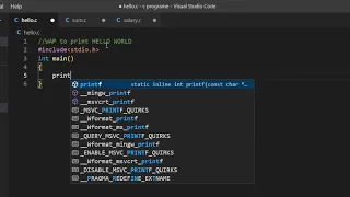 Hello world in c using vs code