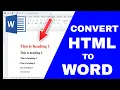 How to Open or Convert an HTML File into a WORD Document