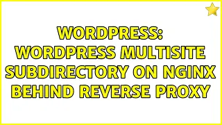 Wordpress Wordpress multisite subdirectory on nginx behind reverse proxy