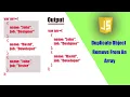 Duplicate Object Remove From An Array In Javascript Javascript Tutorial Javascript Course