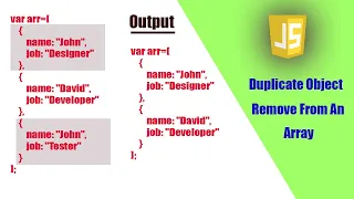 Duplicate Object Remove From An Array In Javascript Javascript Tutorial Javascript Course