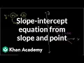 Slope-intercept equation from slope and point Algebra I Khan Academy