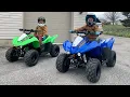 Our Kids get a HUGE SURPRISE New Kawasaki KFX50 Four-Wheelers for Christmas