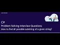 How to find all possible substring of a given string C Interview Question ASP NET Core C
