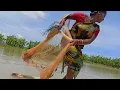 Download Lagu Amazing net fishing | Village women net fishing floating on banana plante | village women fishing