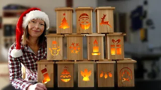 Wooden Christmas Lanterns Easy woodworking project for the holidays