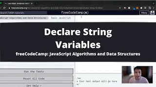 Declare String Variables Basic JavaScript freeCodeCamp tutorial