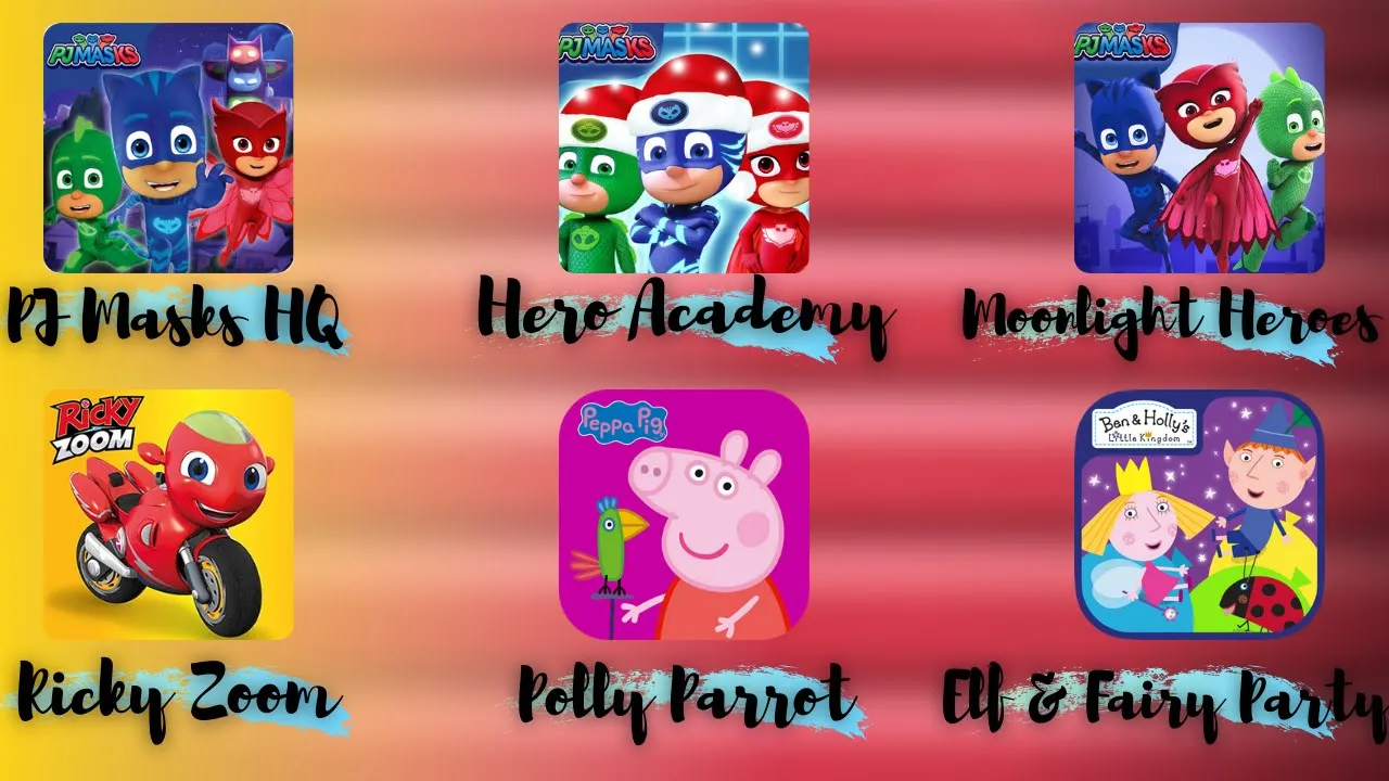 Ricky Zoom,PJ Masks Moonlight Heroes,PJ Masks Hero Academy & HQ,Peppa Pig Polly Parrot,Ben & Holly