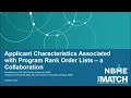 Applicant Characteristics Associated with Program Rank Order Lists
