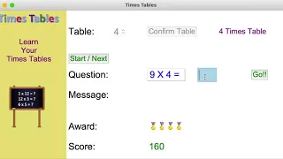Times Table App Using Python Tkinter