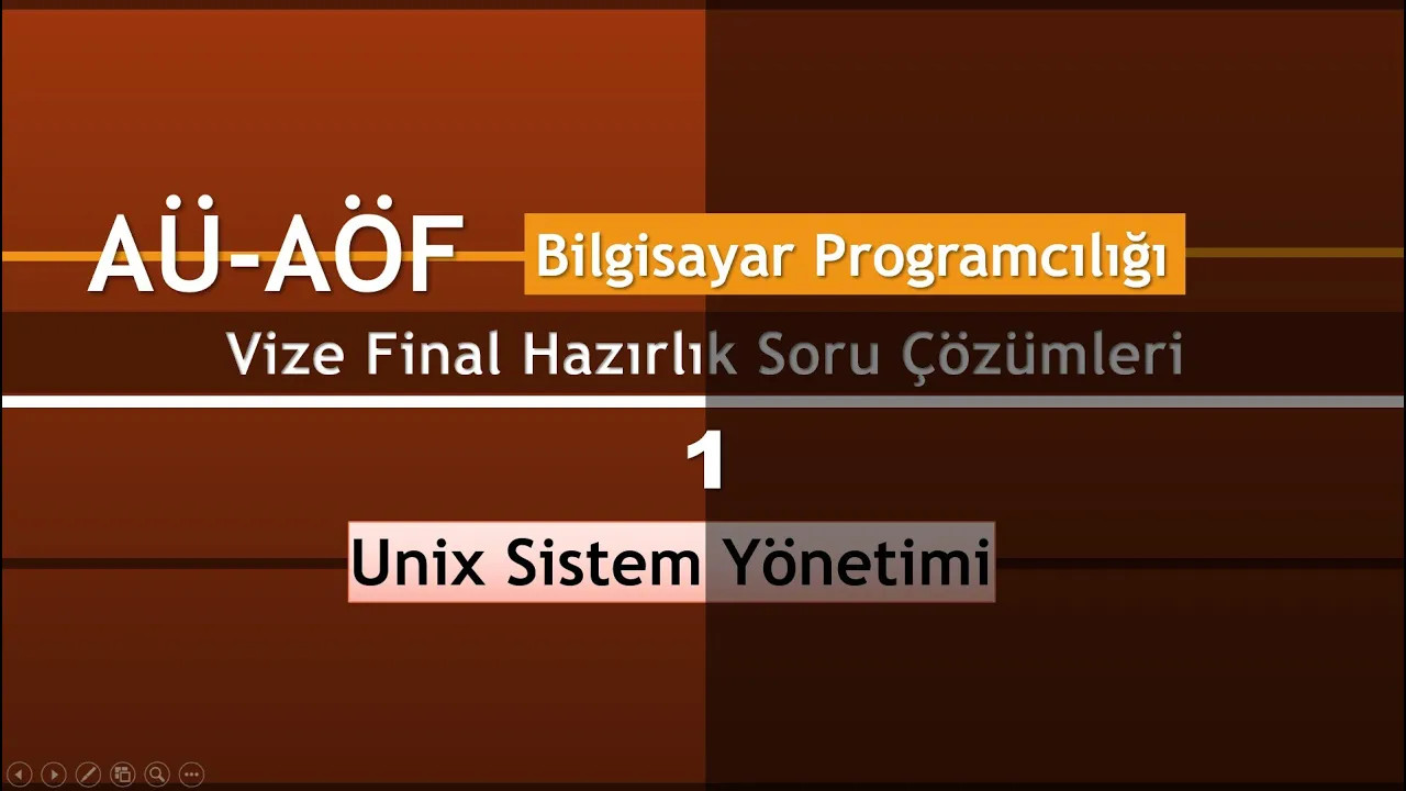 AÜ AÖF Bilgisayar Programcılığı Unix Sistem Yönetimi Dersi Final Hazırlık Soru Çözümleri 1