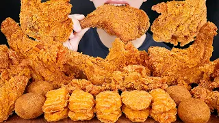 ASMR CRISPY FRIED CHICKEN NUGGETS CHEESE BALLS MUKBANG 맘스터치 통다리 치킨 먹방 チキン 咀嚼音 EATING SOUNDS