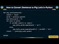 How to Convert Sentence to Pig Latin in Python