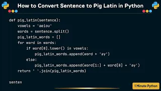 How to Convert Sentence to Pig Latin in Python