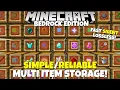 Minecraft Bedrock Easy MULTI ITEM Storage System Tutorial Fast Silent Simple MCPE Xbox PC