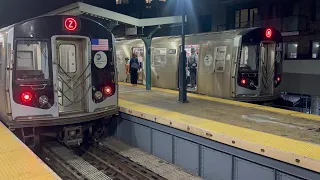 NYC Subway R143 R160 R179 Z train action at Myrtle Ave-Broadway