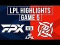 FPX vs NIP Highlights Game 5 | LPL 2025 Split 3 Play-In | FunPlus Phoenix vs Ninjas in Pyjamas