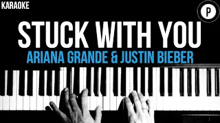 Download Ariana Grande \u0026 Justin Bieber - Stuck With You Karaoke SLOWER Acoustic Piano Instrumental Lyrics MP3