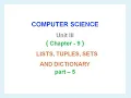 12th Computer Science Unit 3 Chapter 9 Lists Tuples Sets and Dictionary Part 5