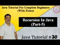 Recursion In Java Part-5 Basic Understanding Of Java By Harvinder Singh