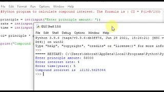 Python program to calculate compound interest
