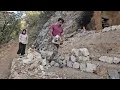 Building a Cave House in the Mountains | Stone Stairs Construction | Real Nomadic Cave Life