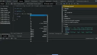 JavaScript left triangle star pattern coding challenge